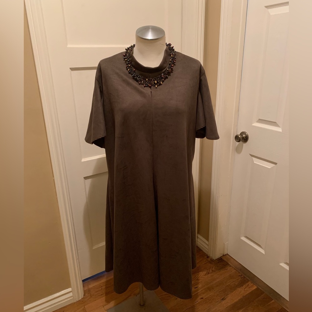 Ashley Stewart green midi keyhole dress w/flutter sleeves size 34/36